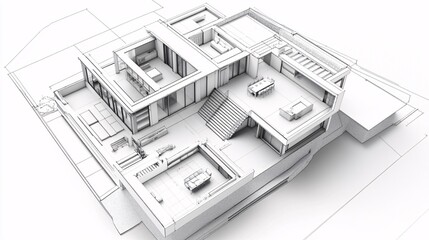 Architectural House Blueprint Design Sketch