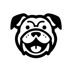 Dynamic bulldog mascot silhouette vector icon with fierce yet friendly expression. Perfect for T-shirt designs, sports team branding, and creating a strong, memorable identity.