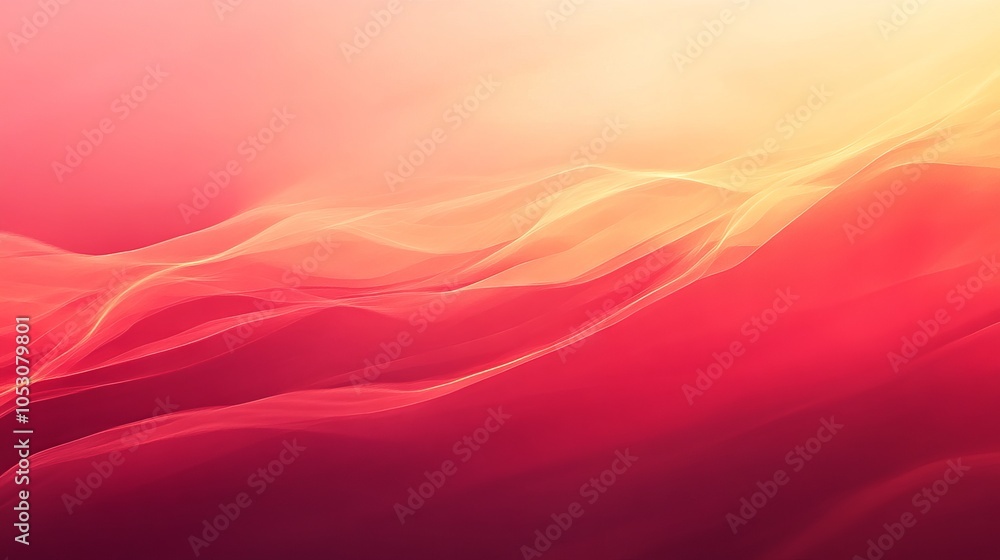 Poster red abstract background with glowing gradient resembling a vibrant sunset, featuring a warm and smoo