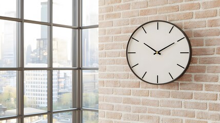 Classic Round Wall Clock on Brick Wall