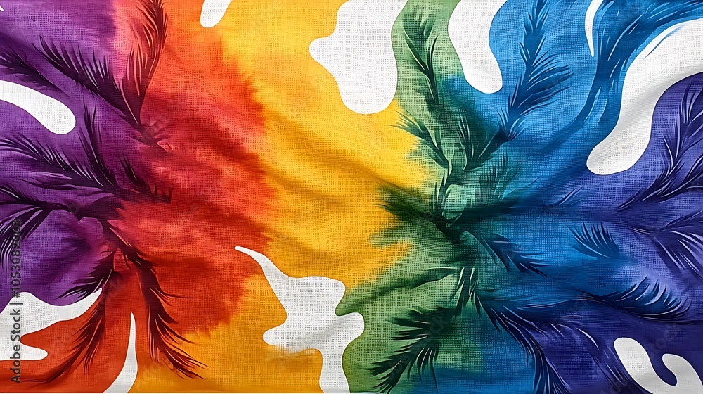 Poster vibrant abstract feather design blending colors in a dynamic display of nature's palette and artisti