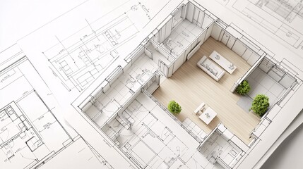 3D Model of a House on Architectural Plans