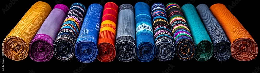 Aufkleber vibrant rolls of textiles displaying a rich palette of colors and patterns for creative design proje