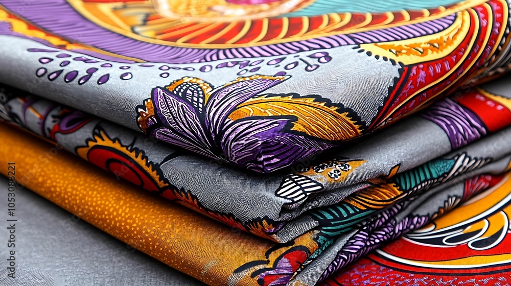 Poster vibrant textiles showcase exploring the intricate patterns and colors of decorative fabrics for fash