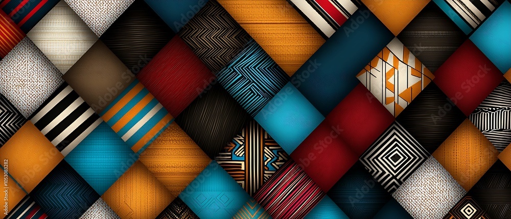 Poster vibrant geometric patterns a dynamic mix of colors and textures for modern design and art applicatio
