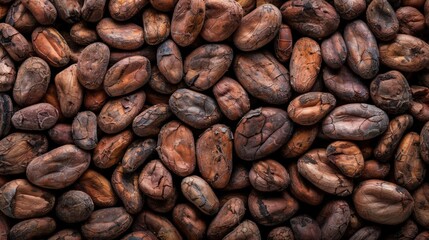 Naklejka premium Close-up RAW Style of Single-origin cocoa beans, premium chocolate source