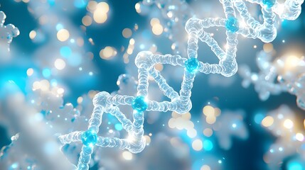 Obraz premium Abstract DNA Strand with Bokeh