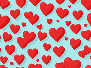abstract illustration of Cute Red Heart on blue background
