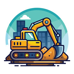 Yellow excavator digging in a construction site.