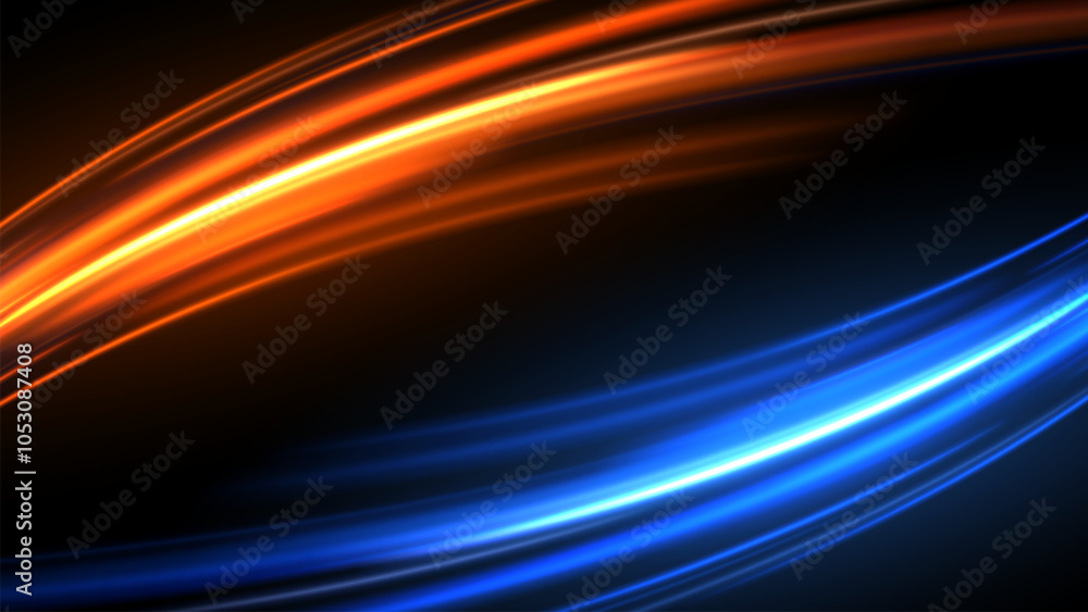 Poster curved light trail stretched upward. fast speed car. futuristic, technology pattern for banner or po