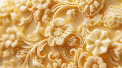 Close-up RAW Style of Handmade French butter sculpting, culinary art