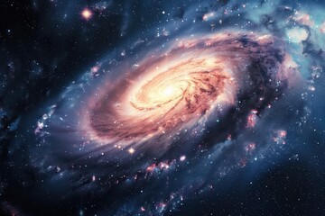 Obraz premium Colorful spiral galaxy in deep space with stars and dust