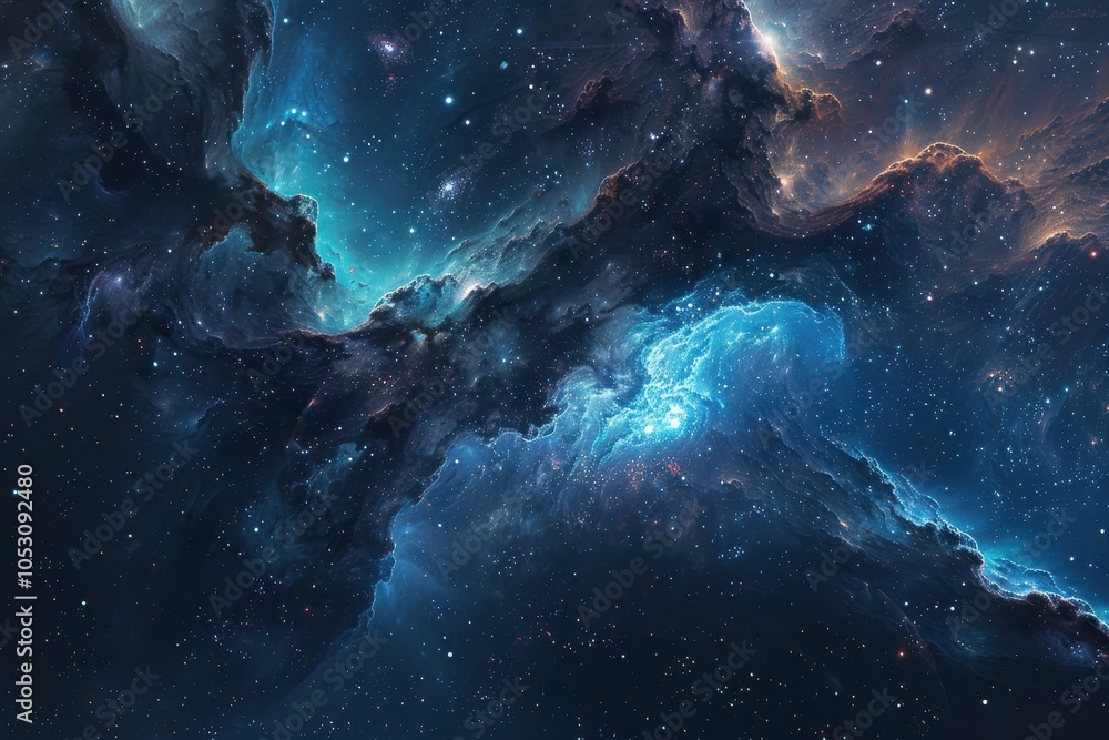 Wall mural colorful and detailed image of a nebula in deep space with bright stars and dust formations