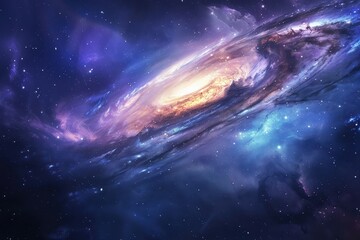 Obraz premium Colorful spiral galaxy in deep outer space with glowing stars and swirling dust clouds