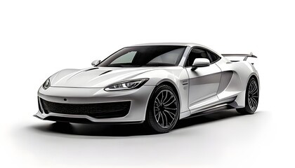 Fototapeta premium Minimalist Design: White Sports Car Isolated