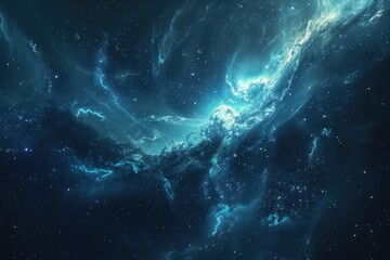 Glowing Nebula and Stars in Deep Space