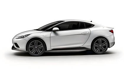 Fototapeta premium Minimalist Design: White Sports Car Isolated