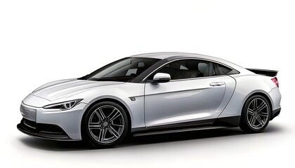 Fototapeta premium Minimalist Design: White Sports Car Isolated