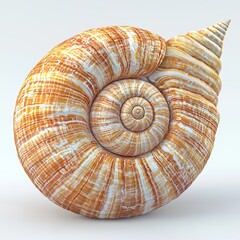 Spiral seashell on a white isolated background.