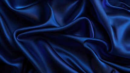 Fototapeta premium Dark Blue Satin Fabric Close-Up Texture