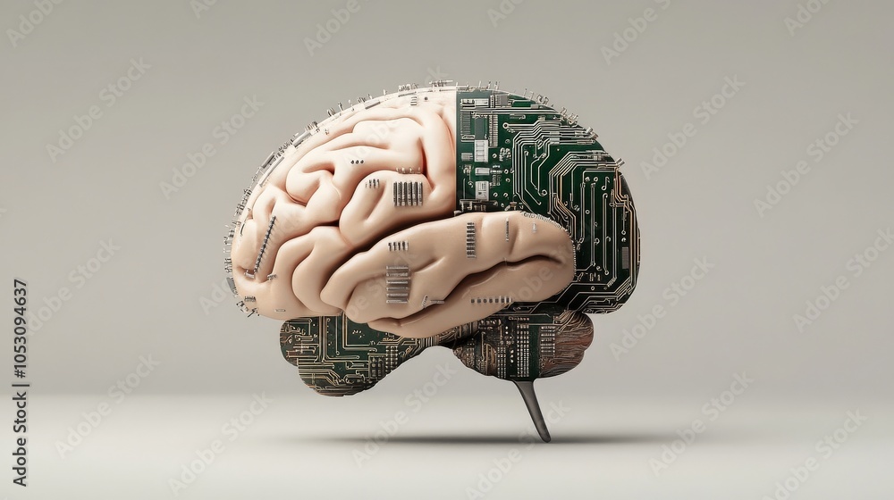 Poster Exploring the intersection of neuroscience and technology a visual representation of the brain's digital evolution