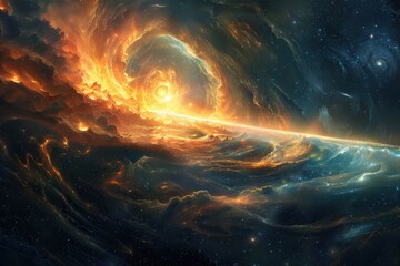 Glowing Nebula and Gaseous Planet