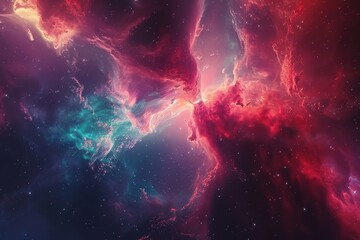 Dazzling hues of a vibrant nebula in the cosmos, showcasing a mesmerizing interplay of colors and cosmic forces.