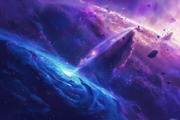 Majestic Purple Galaxy Collision