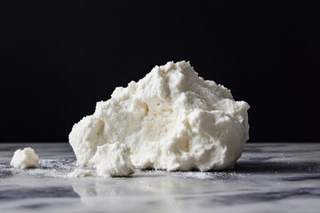 White Creamy Burrata Cheese on Marble Surface
