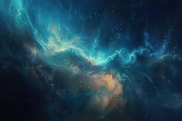 Glowing Nebula with Stars in Deep Space