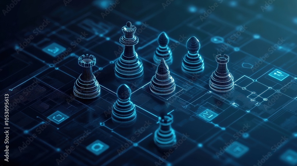 Poster strategic moves in a digital chess game an exploration of artificial intelligence in modern strategy