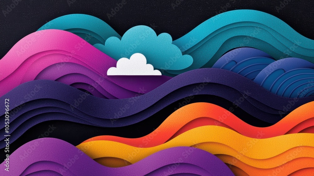 Poster gothic abstract scrollwork with vibrant gradients
