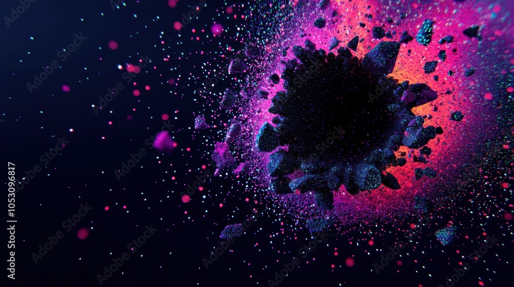 Poster dynamic abstract explosion of colorful forms in seamless energetic flow