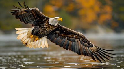 Obraz premium breathtaking shot of a Bald Eagle his natural habitat, showcasing his majestic beauty and strength