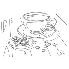Cartoon coffee for kids This is a vector illustration for preschool and home training for parents and teachers Fair Trade Coffee label on white background.