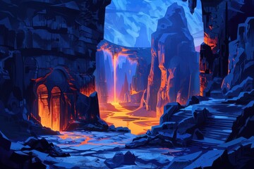 Ancient Ruins in a Volcanic Landscape