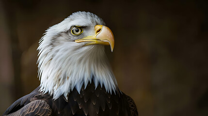 Fototapeta premium American bald eagle with flag
