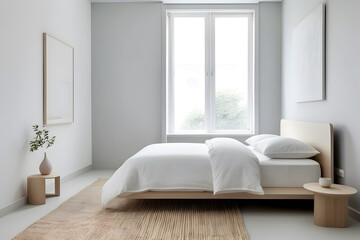 A minimalist modernized white decorated bedroom design