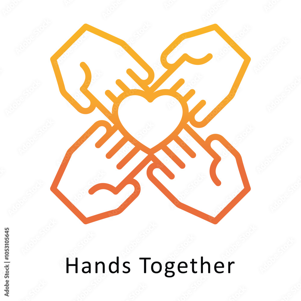 Poster hands together vector outline gradient design icon. volunteering symbol on white background eps 10 f