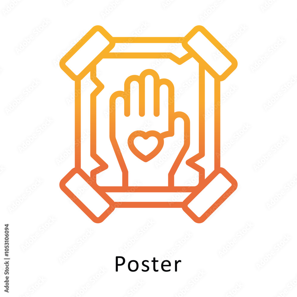 Poster poster vector outline gradient design icon. volunteering symbol on white background eps 10 file