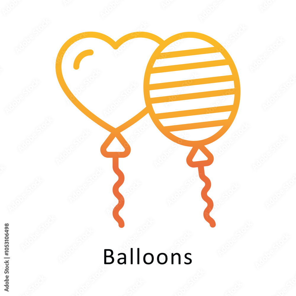 Poster balloons vector outline gradient design icon. volunteering symbol on white background eps 10 file