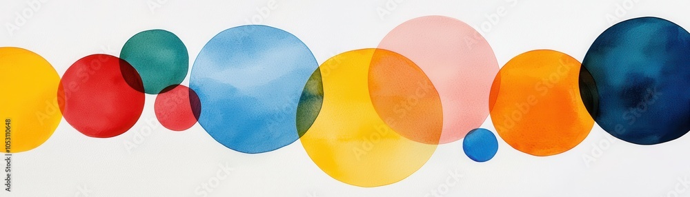Aufkleber a vibrant watercolor design featuring colorful overlapping circles in various sizes, creating a play