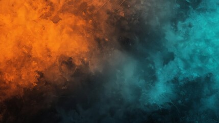 Obraz premium Teal orange black color gradient background, grainy texture effect, poster banner landing page backdrop design.