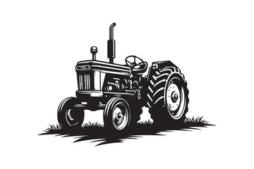 High-Quality Tractor  Silhouette Vector Illustration, Tractor  Silhouette