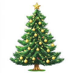 Fototapeta premium simple Christmas tree, clip art, vector, white background