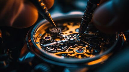 Intricate craftsmanship of a luxury watch with visible movement components captured in detailed close-up view
