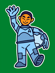 Boy Kid Astronaut Doodle Sticker Illustration