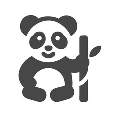 Powerful silhouette vector icon of a fierce panda holding sugarcane, perfect for T-shirt design, sports team logos, and strong branding. Ideal for apparel, logo design, and bold visual identity.