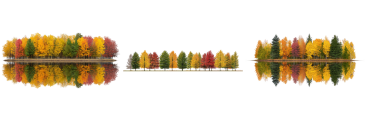 A serene landscape showcasing vibrant autumn foliage reflected on a calm body of water, highlighting the beauty of nature in fall.