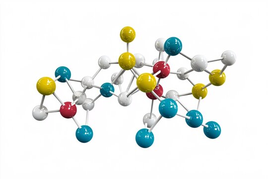 3D illustration of a cofactor molecule highlighting its intricate structure and chemical bonds, set against a white backdrop for educational purposes.